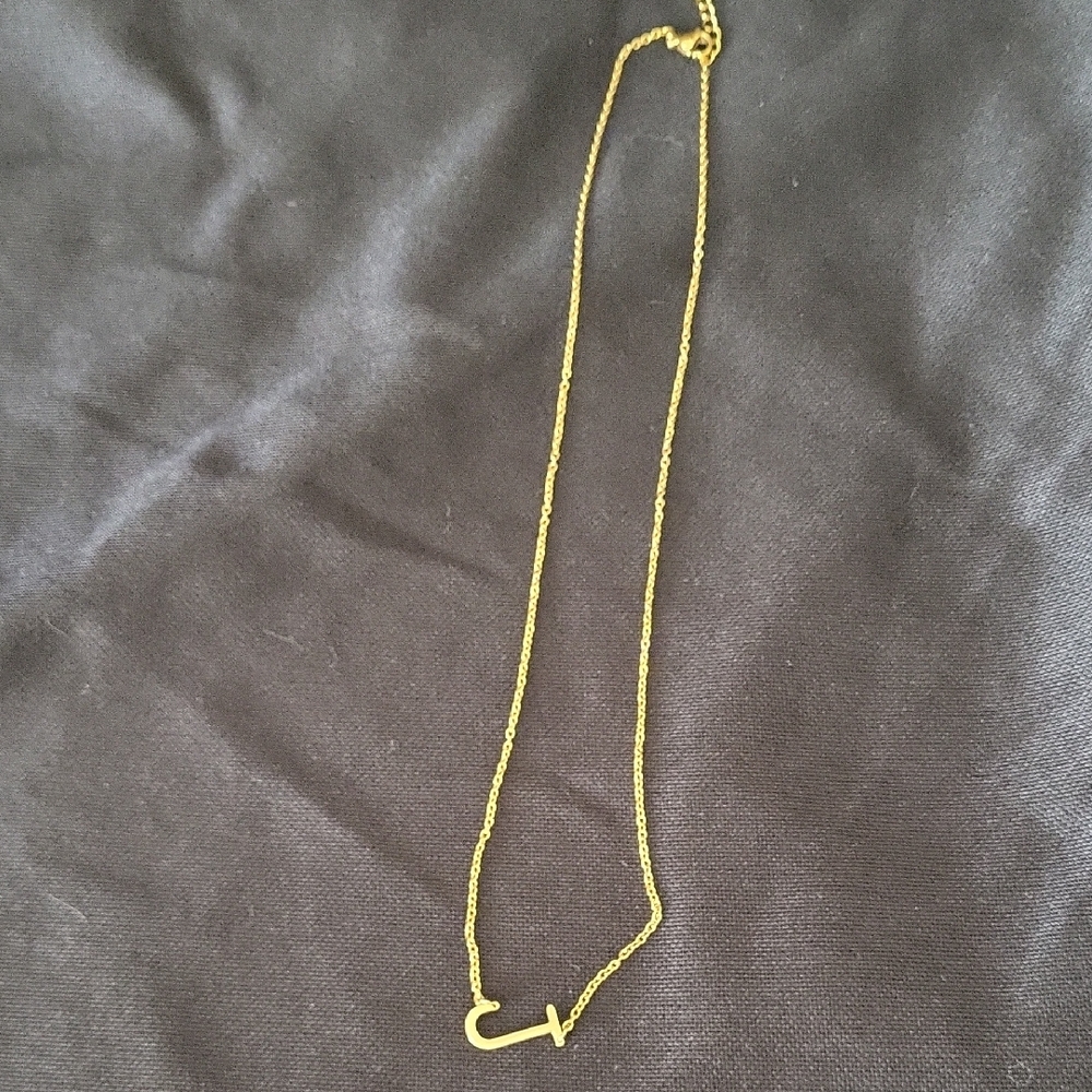 Gold Initial "J"  Necklace